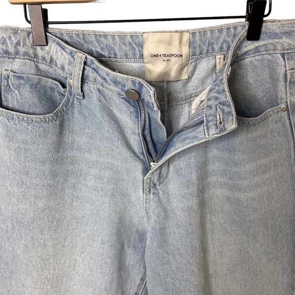 One Teaspoon Tapered Leg Jeans Light Wash Size 31 Baggy Leg High Waist - Picture 4 of 8